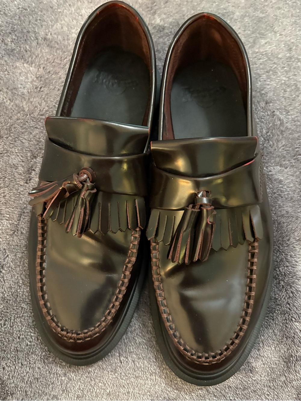 Dr. Martens Adrian Arcadia Leather Tassel Loafers Cherry Red Burgundy Men 12